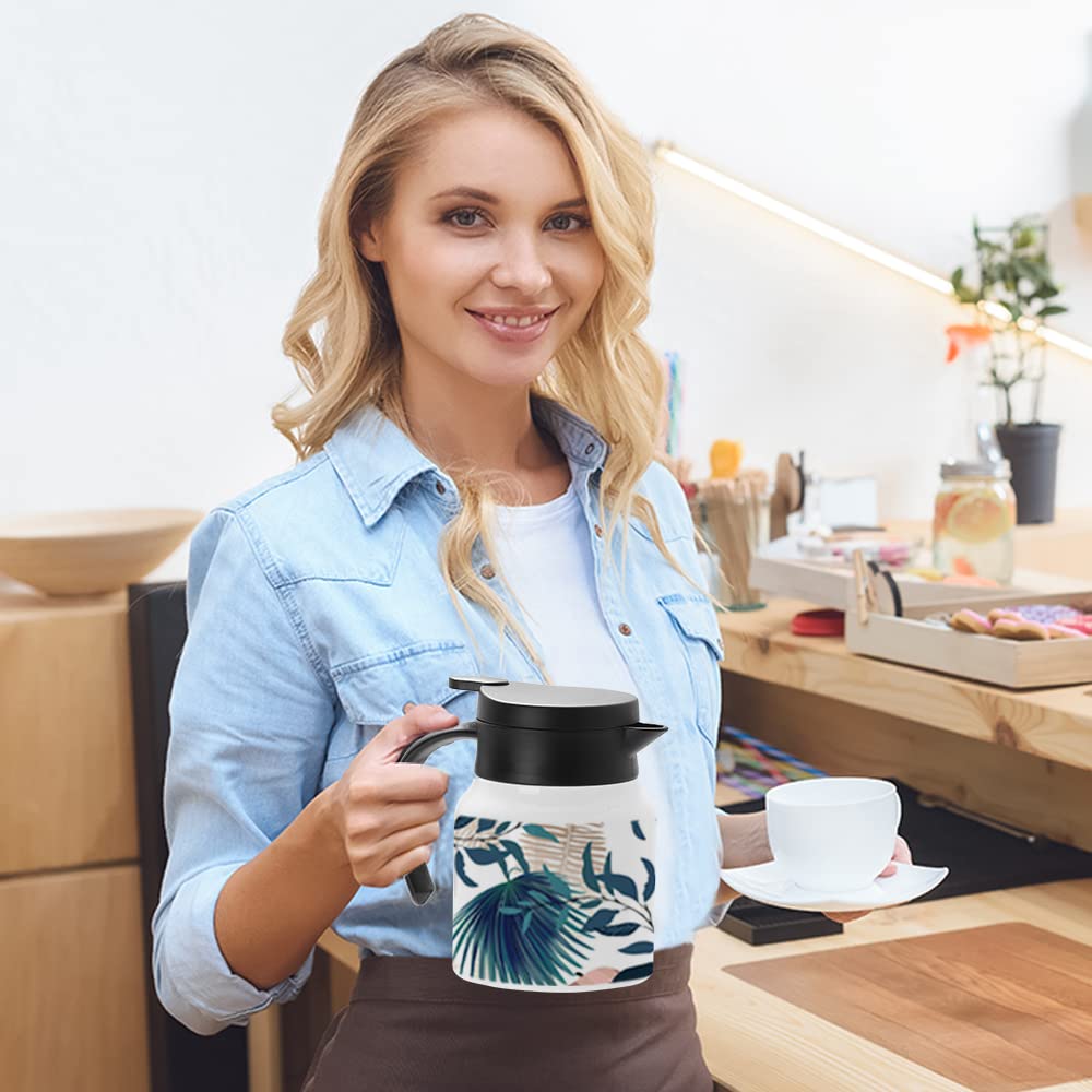 PYD Life Thermal Carafe Sublimation Blanks Coffee Pot 32 OZ White Large 1 Liter Stainless Steel Double Wall Vacuum Insulated Flask for Sublimation Oven Print 2 Pack PYD Life