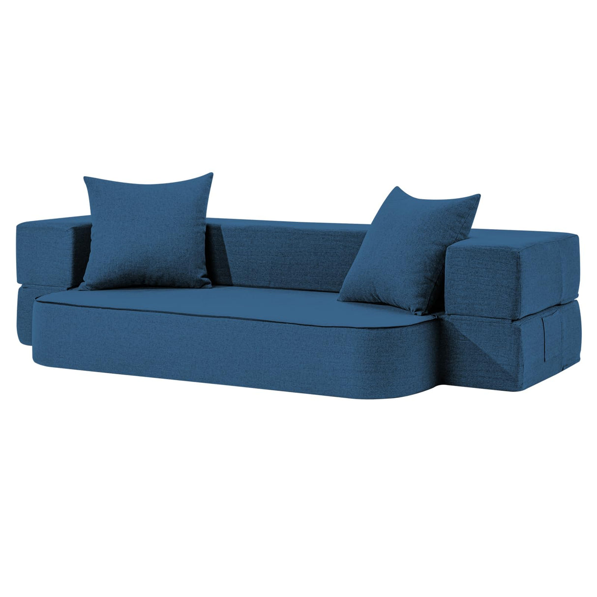 SUYOLS 2-in-1 Convertible Couch Bed with 2 Pillows - Folding Floor Couch & Sleeping Mattress - Washable Cover & Memory Foam Sleeper for Living Room/Guest Room/Home Office/Van Trip, Twin, Navy Blue SUYOLS