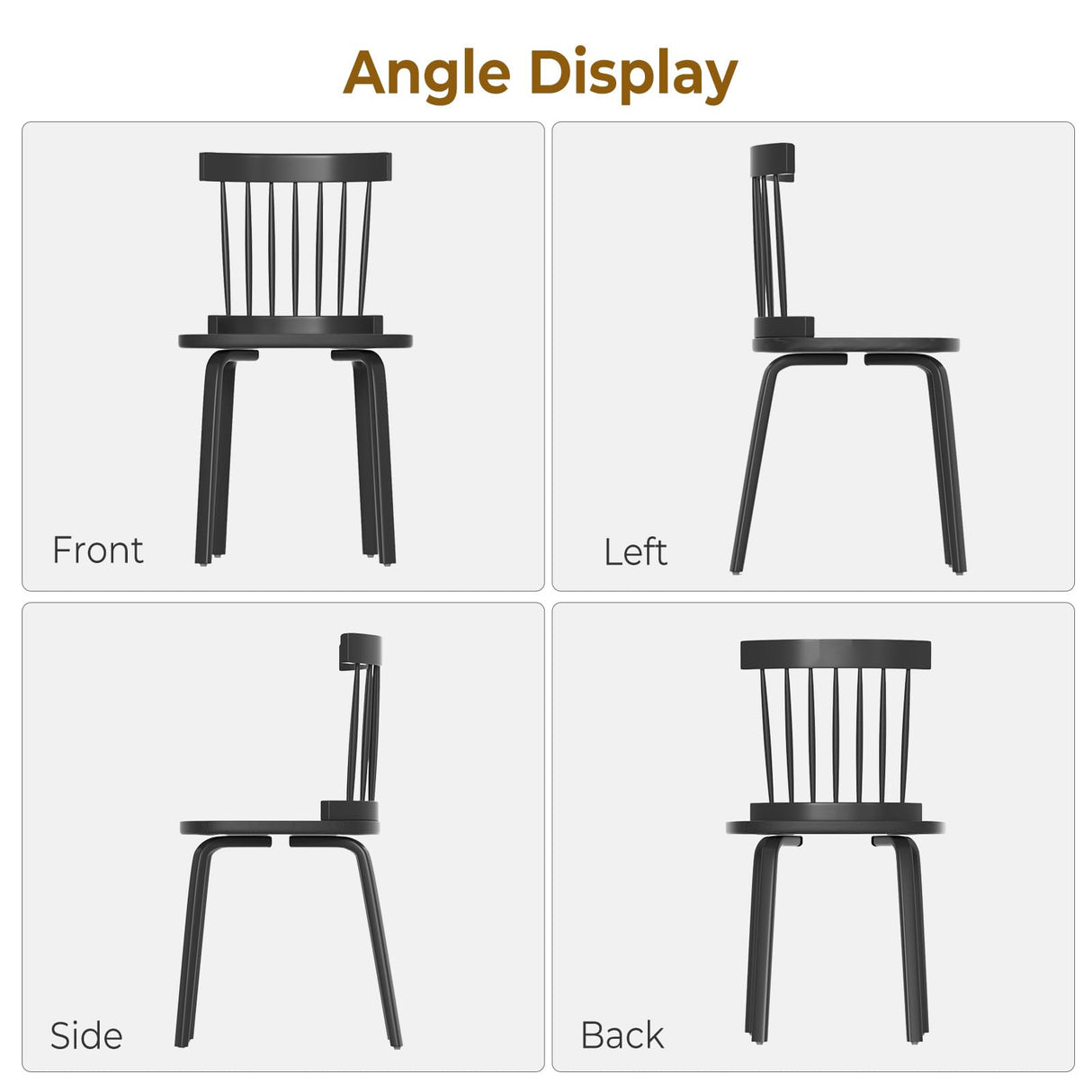 Unovivy Black Dining Chairs Set of 6, Wooden Windsor Chairs, Farmhouse Kitchen Chairs, Black Spindle Chair for Dining Room, Restaurant Unovivy