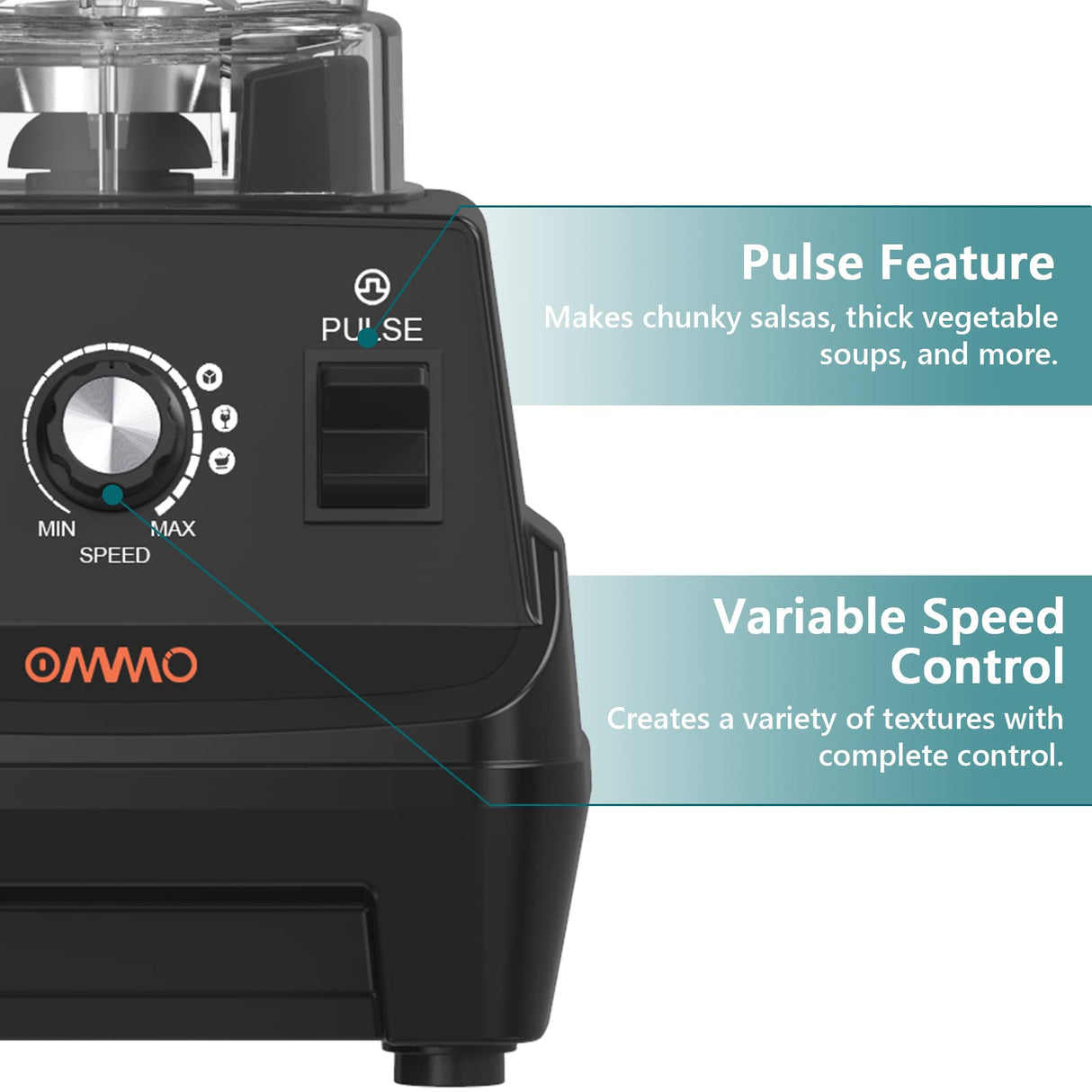 OMMO Blender 1800W, Professional High Speed Countertop Blender with Durable Stainless Steel Blades, 60oz BPA Free Blender for Shakes and Smoothies, Nuts, Ice and Fruits, Dishwasher Safe OMMO