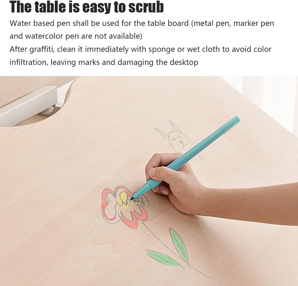 FCD Kids Desk and Chair, Wood Ergonomic Adjustable Multi Function Study Desk and Chair Set, Drafting Table and Computer Station with Tilt Desktop, Tablet Holder, Storage Cabinet and Drawers (Blue) FCD