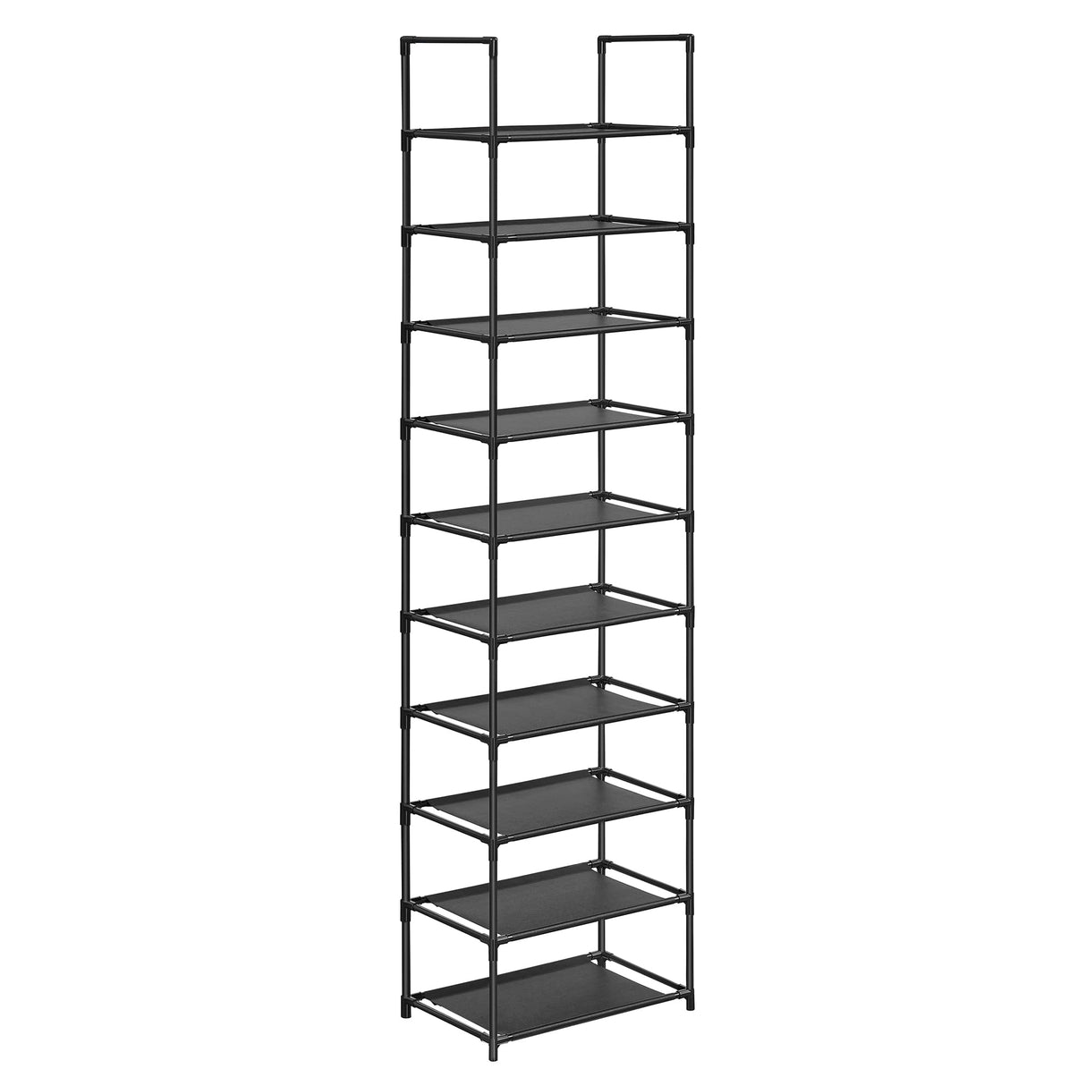 SONGMICS Shoe Rack, 10 Tier Shoe Shelf, Shoe Storage Organizer, Space-Saving, 11 x 17.7 x 68.1 Inches, Metal Frame, Non-Woven Fabric Shelves, for Entryway, Bedroom, Black ULSH010B02 SONGMICS