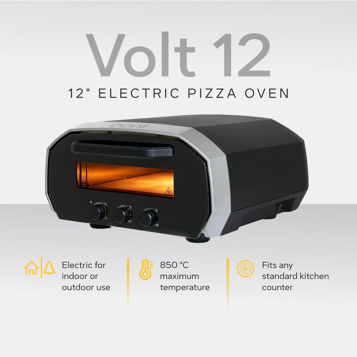 Ooni Volt 12 Electric Pizza Oven - Indoor & Outdoor Versatile Electric Oven, Pizza Cooker with Stone, Indoor and Outdoor Toaster Oven Countertop, Portable Pizza Oven, Cook 12 Inch Pizzas and More ooni