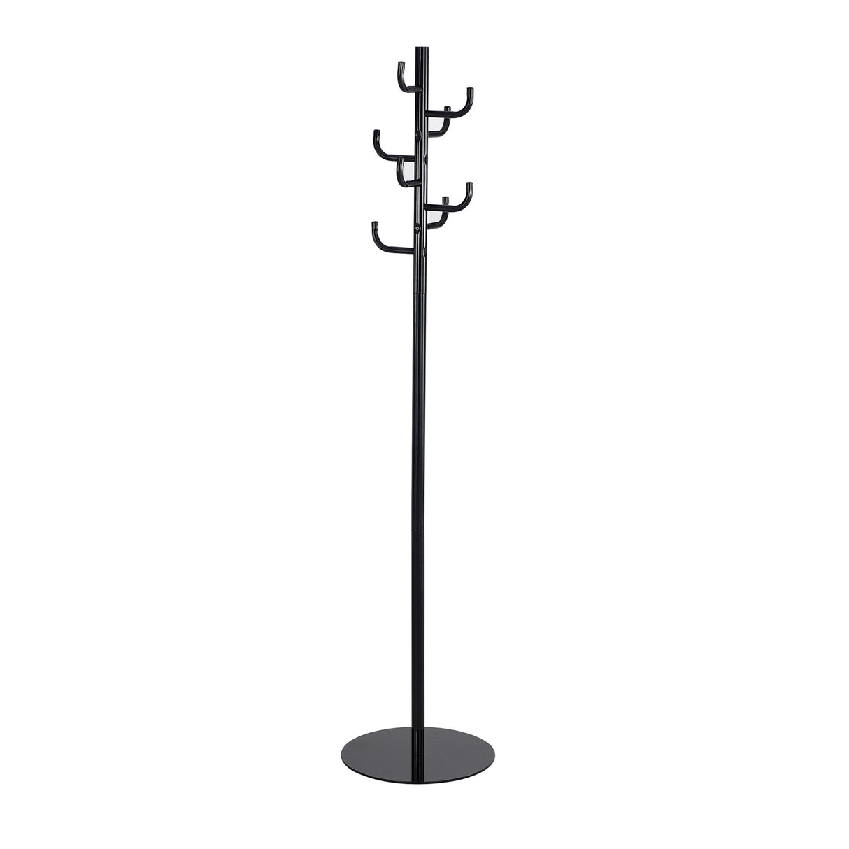 Safco Hook Head Coat Rack, Freestanding Hat and Jacket Hanger with 8 Rounded Edge Hooks, Durable Black Powder Coat Finish Safco