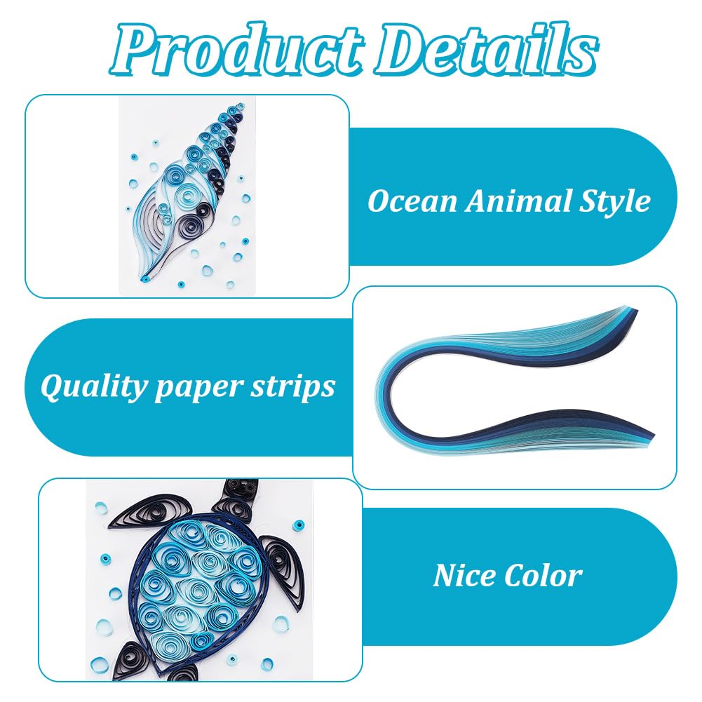 WEBEEDY Paper Quilling Kit 20 Sets DIY Sea Animals Paper Quilling Kit with Paper Quilling Strips Supplies Ocean Greeting Card Making Kits for Beginners DIY Handmade Crafts Home Room Wall Decor Gift WEBEEDY
