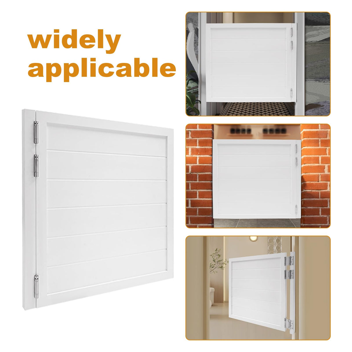 ZBXGJKSY Swinging Door, Retro Cafe Doors for Fence Door, Partition Door, Bar Door 35.4" X 35.4" Solid Wood Swing Door Low Noise Dutch Door with Hinges, White ZBXGJKSY