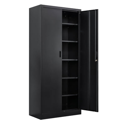 CJF Metal Storage Cabinet with Locking Doors and 5 Adjustable Shelves, Office Steel Cabinet for Garage, Classroom, School, Home, Pantry