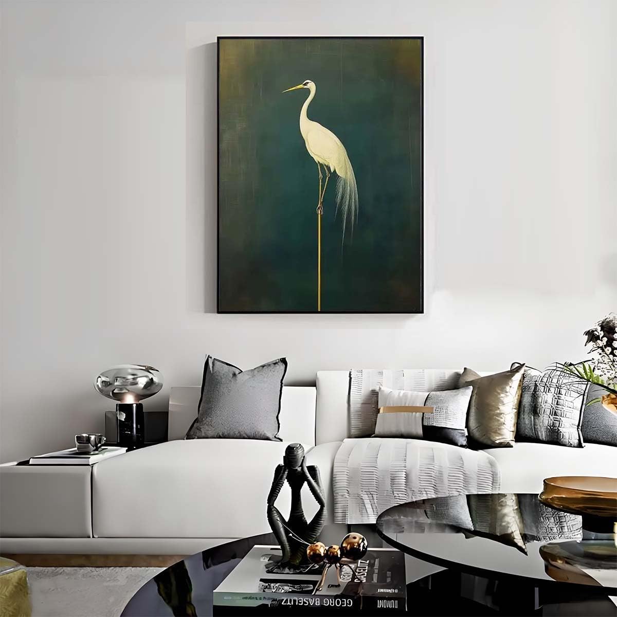 5D Bird Diamond Painting Kits for Adults Beginner,Diamond Art Kits for White Crane,DIY Round Full Drill Diamond Dots Paintings with Gem Art Crafts for Home Wall Decor 12X16 Inch GEMFAMILY