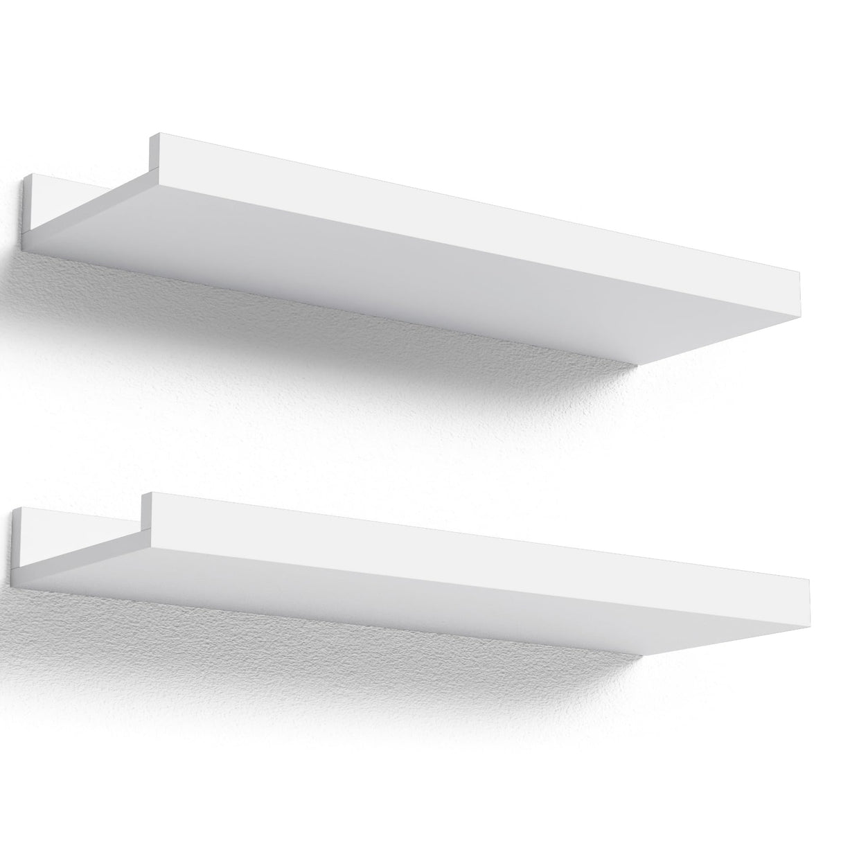 Boswillon Floating Shelves Wall Mounted Set of 2, Modern White Shelves for Bedroom, Nursery Shelves with Lip, Display Picture Ledge Shelf for Wall Decor Living Room Bathroom Kitchen - White Boswillon