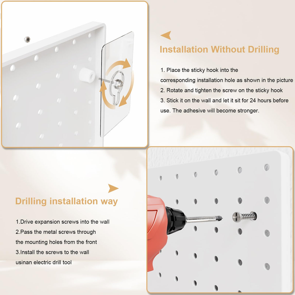 FZK Peg Board,36pcs Pegboard Kit, Includes 4 White Pegboard and Accessories,Plastic Peg Board,with Hooks Peg Board Wall Organizer for Office, Craft Room FZK