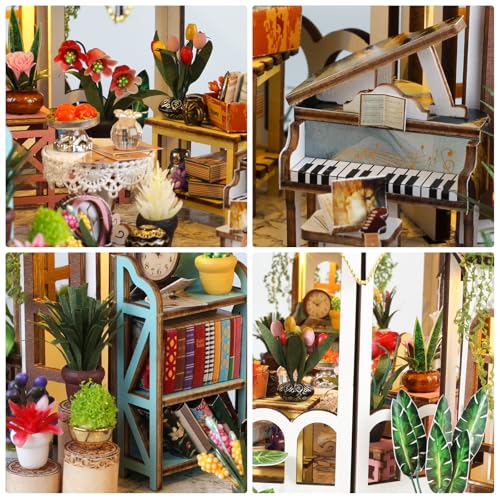 Foyucool 2025 New DIY Miniature House Kit, Dollhouse Kit with LED Light, Mini House Building Kits for for Adult to Building, Mother's Day Home Decorations Gifts for Friends, Castle Flower House