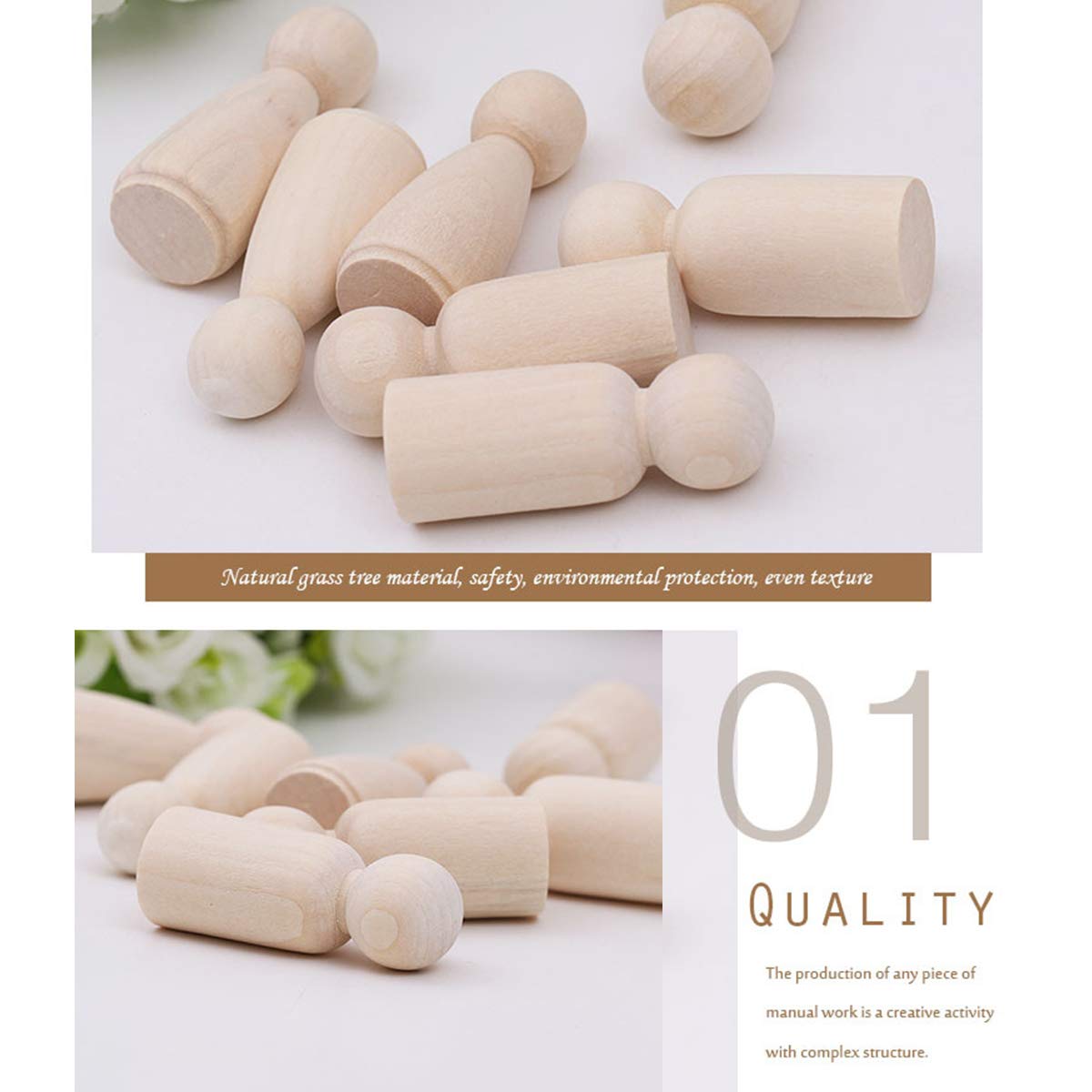 LUUFAN 20Pcs Wooden Peg Doll, 65 mm Unfinished Wooden Female Male Plain Blank Bodies Angel Dolls for DIY Craft Wedding Party (Pack of 20) LUUFAN