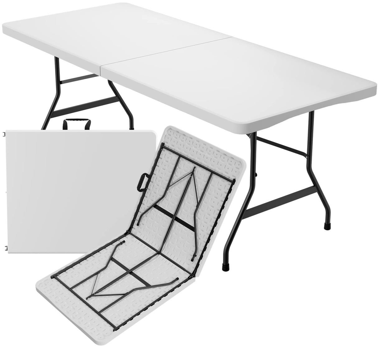 Sorfey Folding Table 6-Foot X 30 inch, White Plastic Sorfey