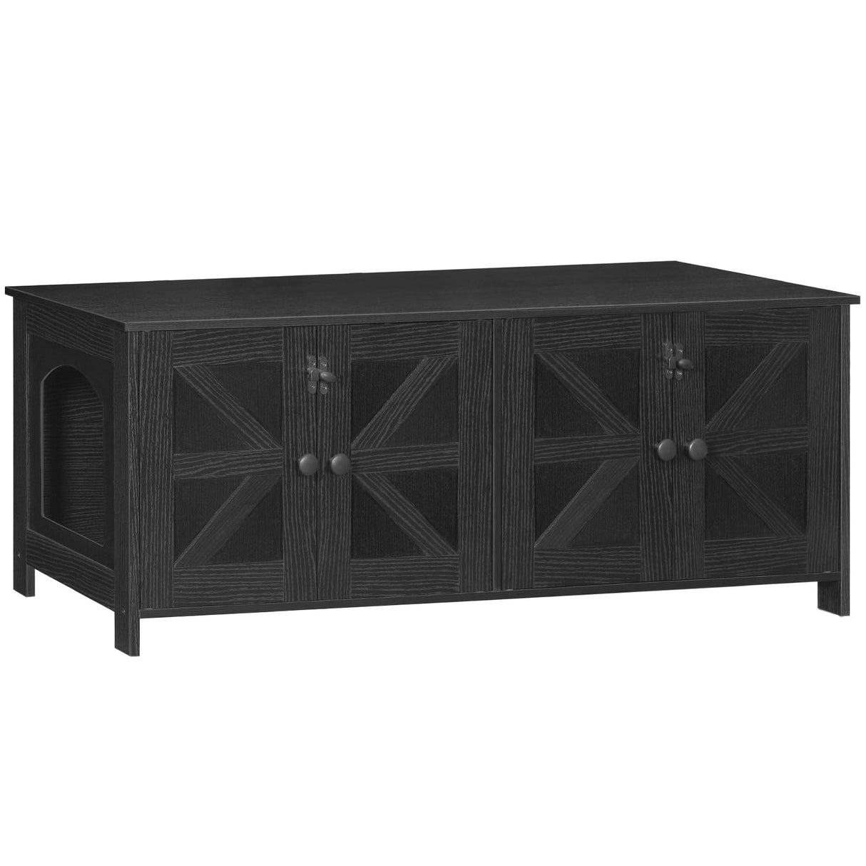 HOOBRO Cat Litter Box Enclosure for 2 Cats, Hidden Litter Box Furniture, 47.2 x 17.7 x 19.7 Inches, Wooden TV Stand with Dual Room, Large Cat House for 2 Cats, Black BK32MW01G1 HOOBRO