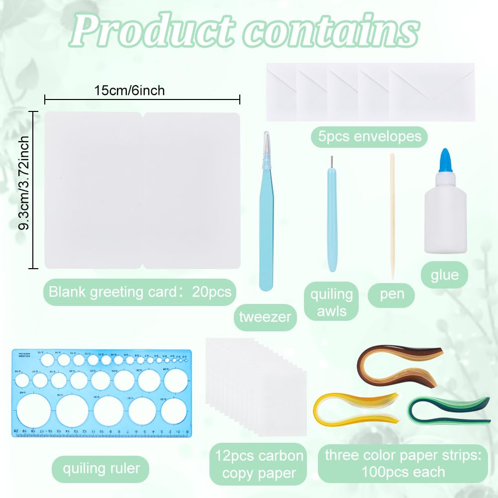 WEBEEDY 20 Sets Paper Quilling Kit for Adults Beginners DIY 5 Styles Sunflowers Quilling Greeting Card Making Kit with Instruction DIY Quilling Supplies for Birthday Halloween Christmas Party Gifts WEBEEDY