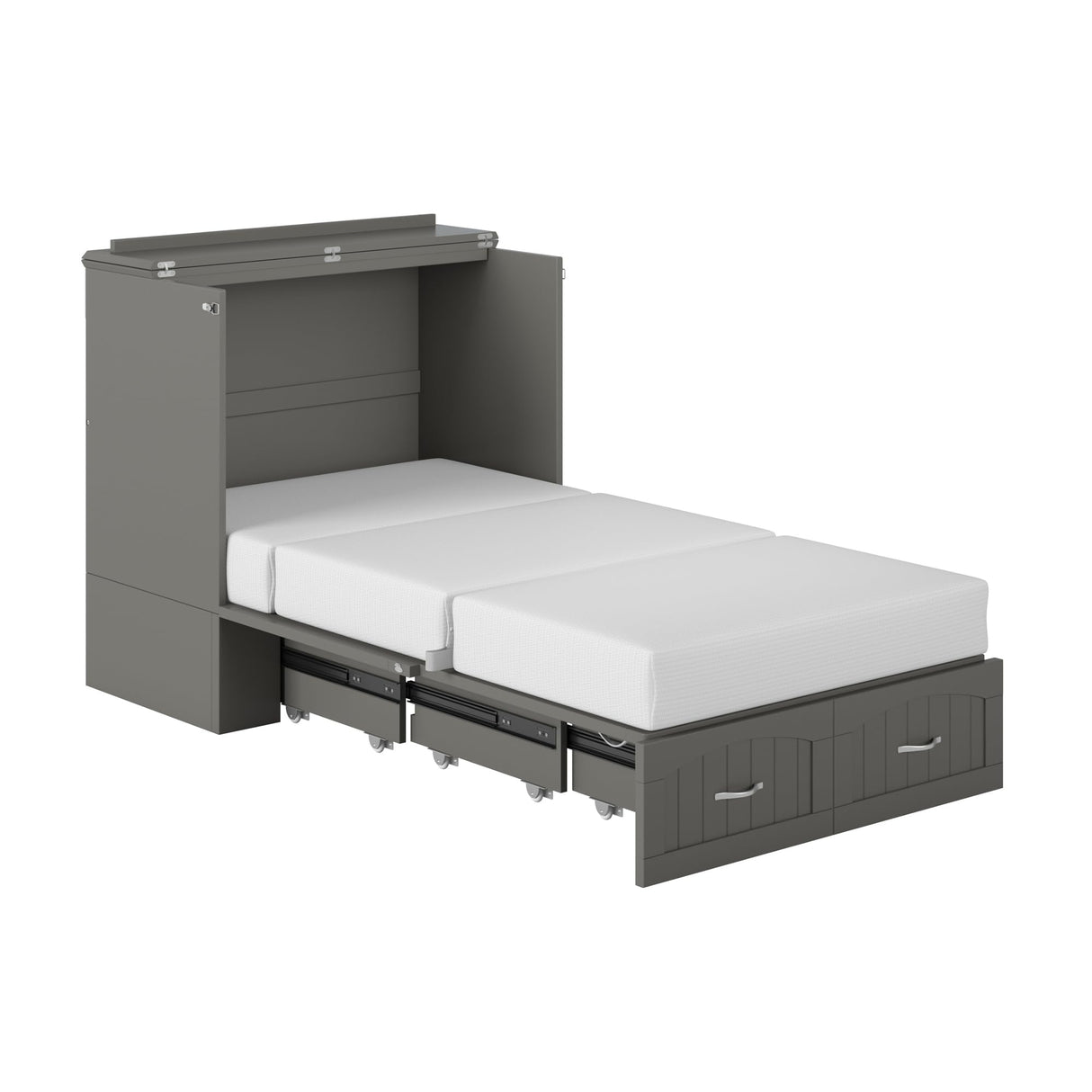 AFI, Southampton Murphy Bed Chest Twin XL with 6" Mattress, Storage Drawer & Built-in USB Charger, Grey AFI