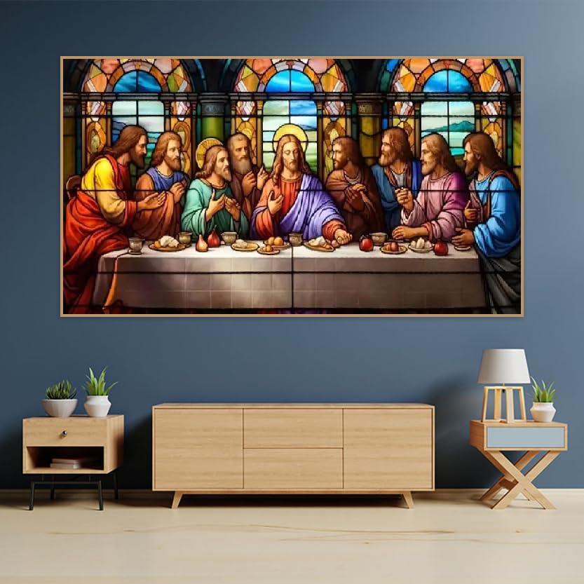 BOHADIY 5D DIY The Last Supper Diamond Painting Kits for Adults, Large Size Full Drill Diamond Arts Rhinestone Pasted, DIY Painting Diamond Dot Arts Crafts for Home Wall Decor Gift 27.5 X 15.7 Inch BOHADIY