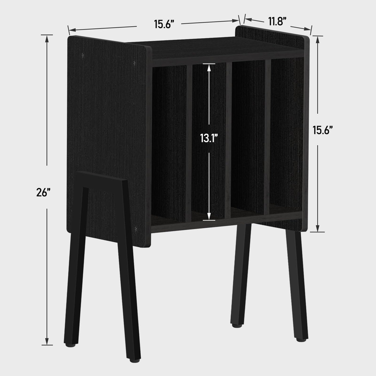 TUTOTAK Record Player Stand, Record Storage Table, End Table with Vinyl Holder Display Shelf, Side Table, Turntable Stand, Nightstand (Black) TUTOTAK