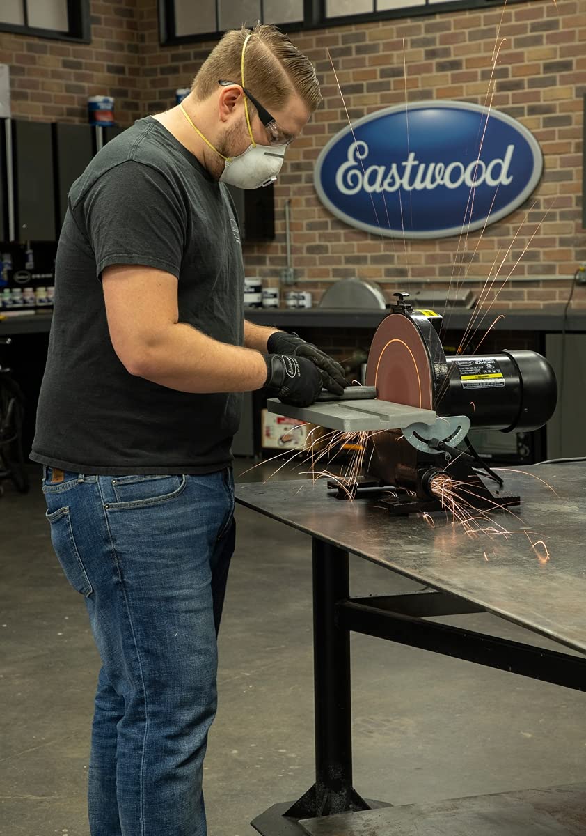 Eastwood Disc Sander | Powerful 1.25HP 12" Disc Sander Tool | Heavy Duty Cast Iron Base and Vacuum Port with a 45 Degree Adjustable Work Surface and Eastwood
