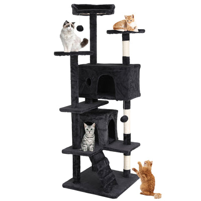 Cat Tree 70 Inches Cat Tower for Indoor Cats Multi-Level Cat Condo with Litter Box Enclosure,Scratching Posts for Indoor Cats (Dark Gray)