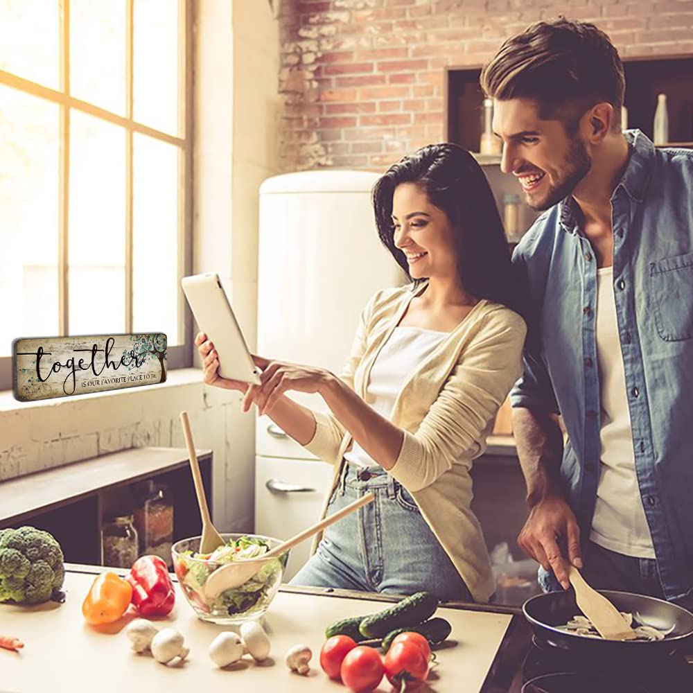 Family Wall Art Decor Inspirational Quotes Wall Hanging Sign-Together is Our Favorite Place to Be-Motivational Home Wall Art Decor Wood Plaque Sign 16"x5" SAC SMARTEN ARTS