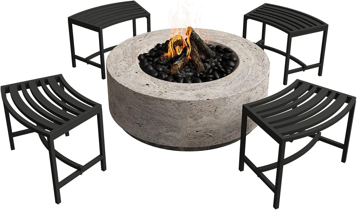 Mingyall Heavy Duty Curved Fire Pit Bench Set of 4, Metal Outside Seating, Outdoor Steel Backless Benches for Garden, Patio, Porch, Backyard, Plant Stand Mingyall