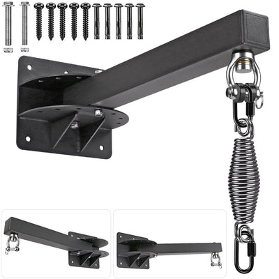 SELEWARE 18" Long Wall Mount Heavy Bag Hanger Heavy Duty Punching Bag Hanger with Spring Adjustable Boxing Bag Bracket for Home Gym Indoor Outdoor Boxing, Muay Thai and MMA Training