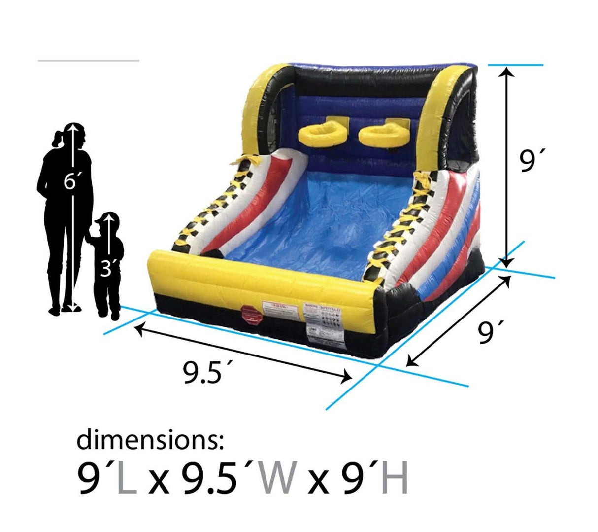 Pogo Bounce House Basketball Hoop Inflatable for Adults and Kids, Mini Hoop Arcade Style Game for Poolside & Outdoor Party, Backyard Toys, (2) Hoops, (2) Balls, Blower, and Stakes, 9' L x 10' W x 8' H Pogo Bounce House