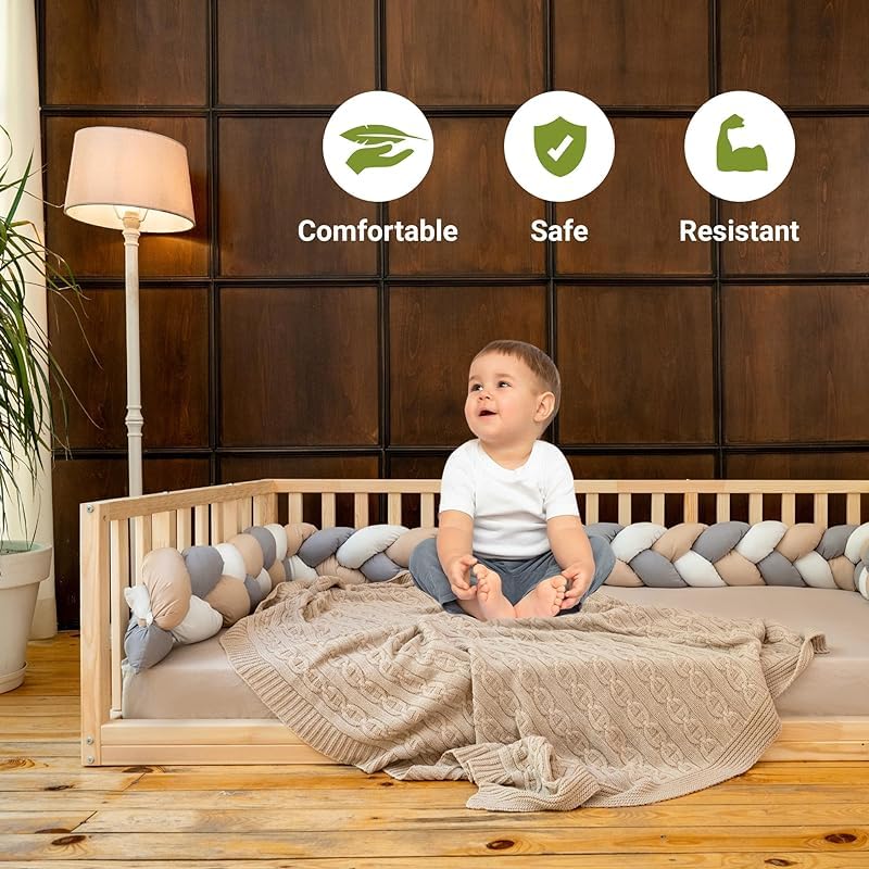 Montessori Front Open Floor Bed For Babies and Childs | Pine Wood Natural Solid Frame Bed With Wooden Slats | Sturdy Design Floor Bed Frame For Girls And Boys (Crib, Height : 19 Inches) wood and montessori