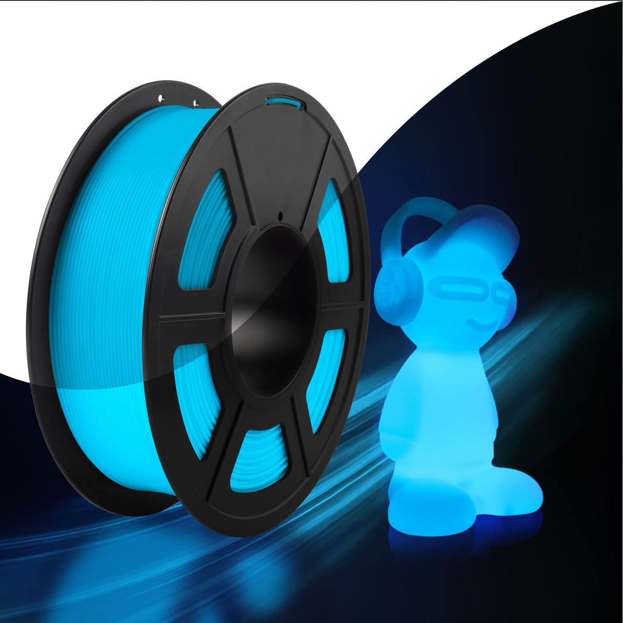 SUNLU Glow in The Dark PLA Filament, Neatly Wound Luminous PLA 3D Printer Filament 1.75mm Dimensional Accuracy +/- 0.02mm, Fit Most FDM 3D Printers, 1kg Spool (2.2lbs), (Blue PLA, Glow Blue) SUNLU