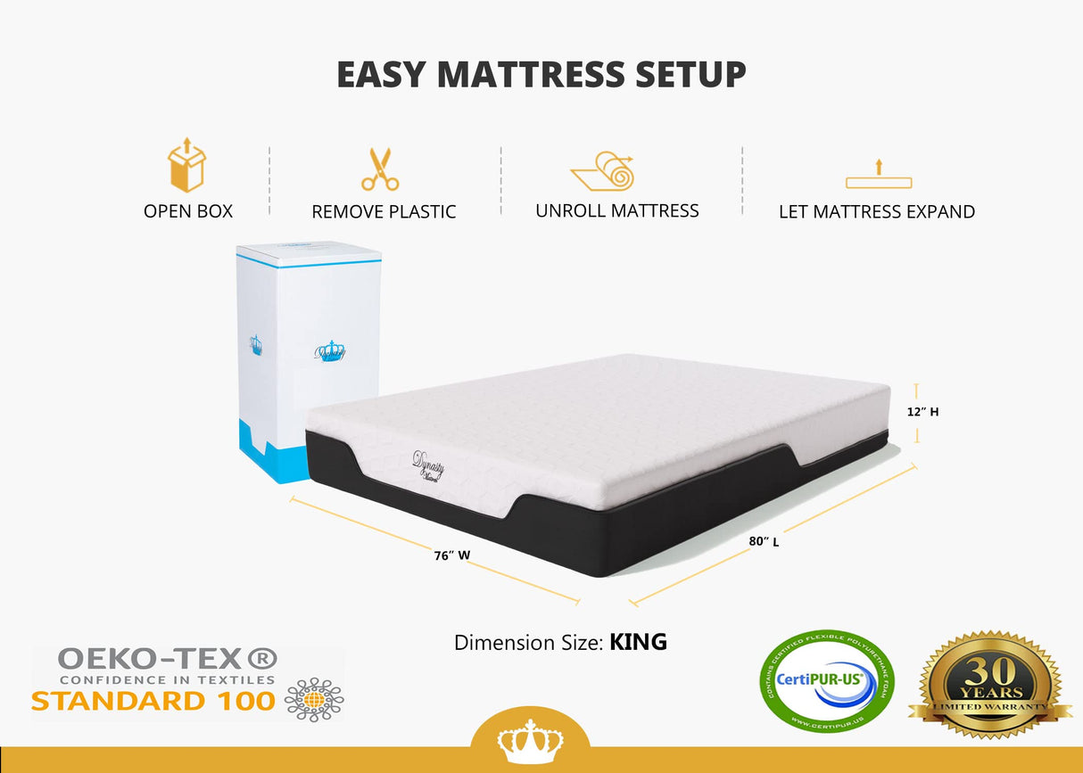 DynastyMattress 10 Inch CoolBreeze Gel Memory Foam Mattress Bed King/Extra Firm DynastyMattress
