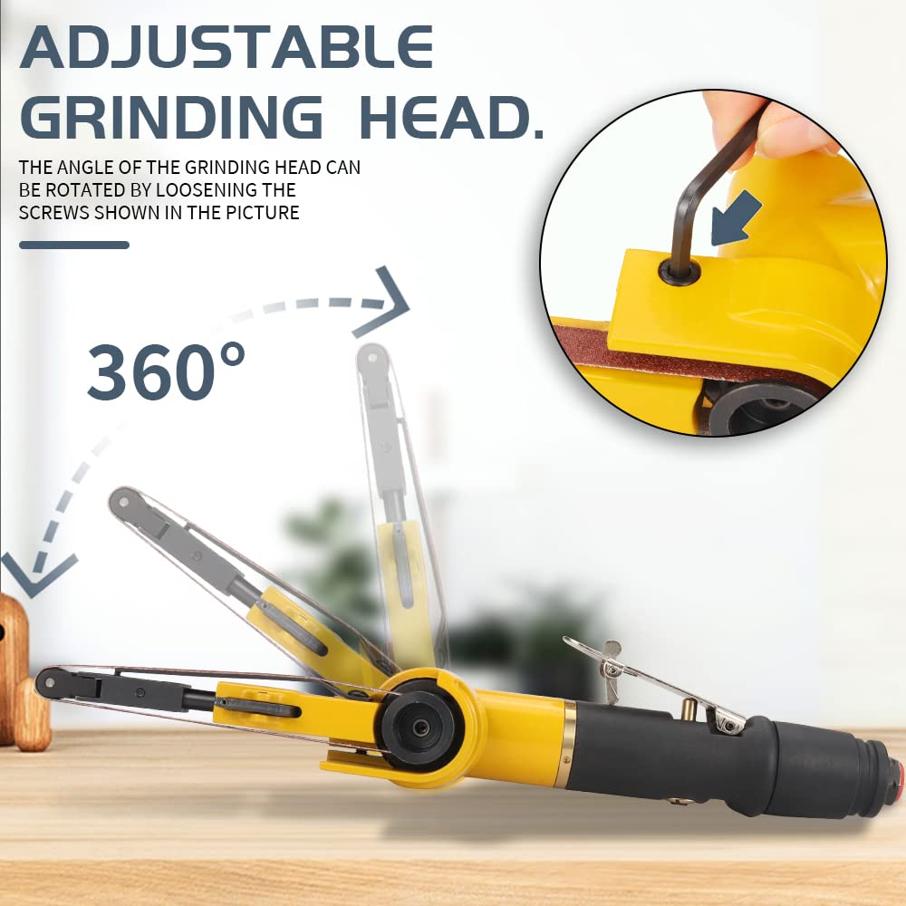 3/8''x 13'' Mini Air Belt Sander with 2 Sanding Belts (10mmx330mm) Pneumatic Tool Grinder Belt Sanders for Metal Working, Weld Removal, Blending, Contour Sanding, Finishing SI FANG