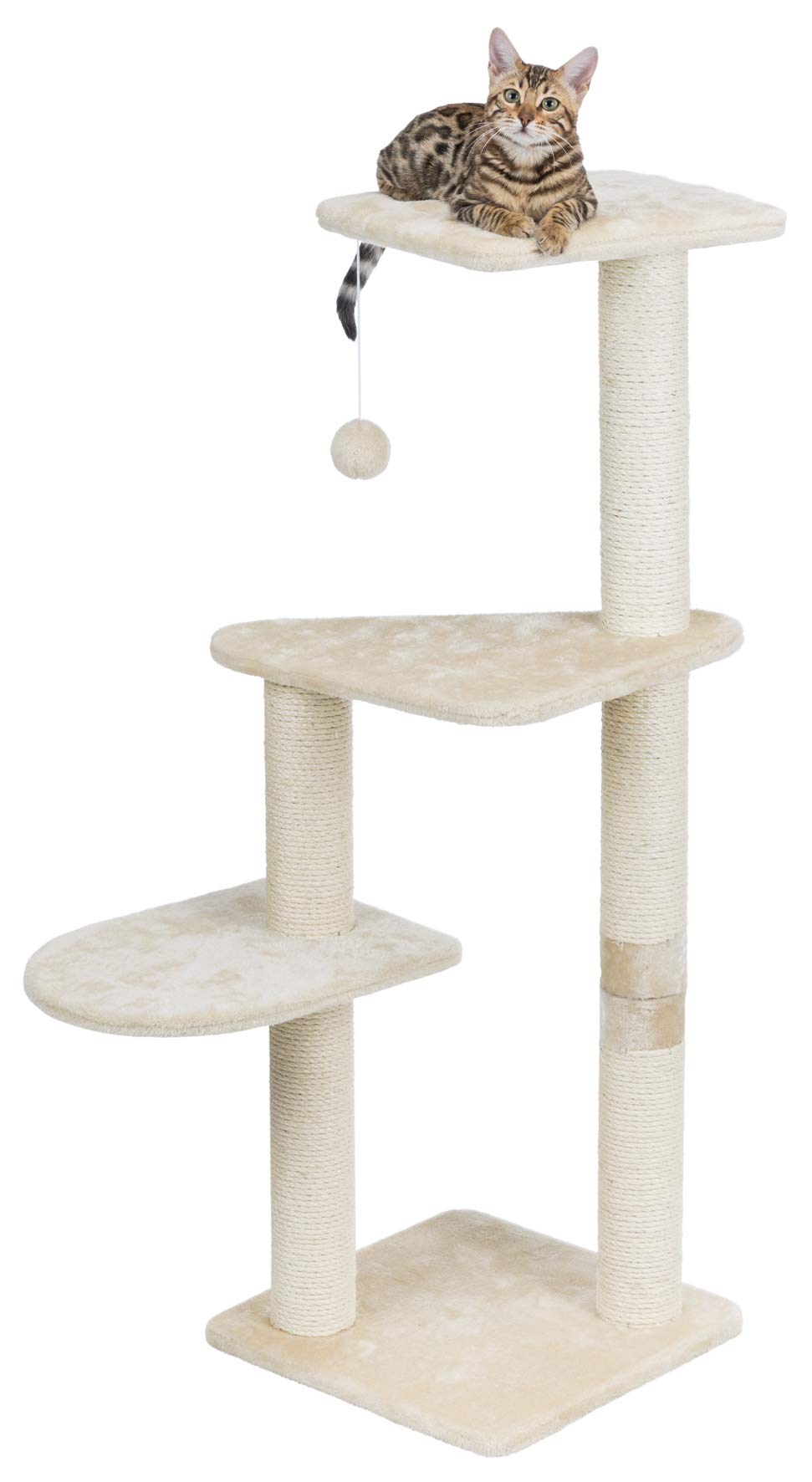TRIXIE Pet Products Altea Cat Tree (Beige with paw prints), large (16 x 16 x 46 in.) (43884) TRIXIE