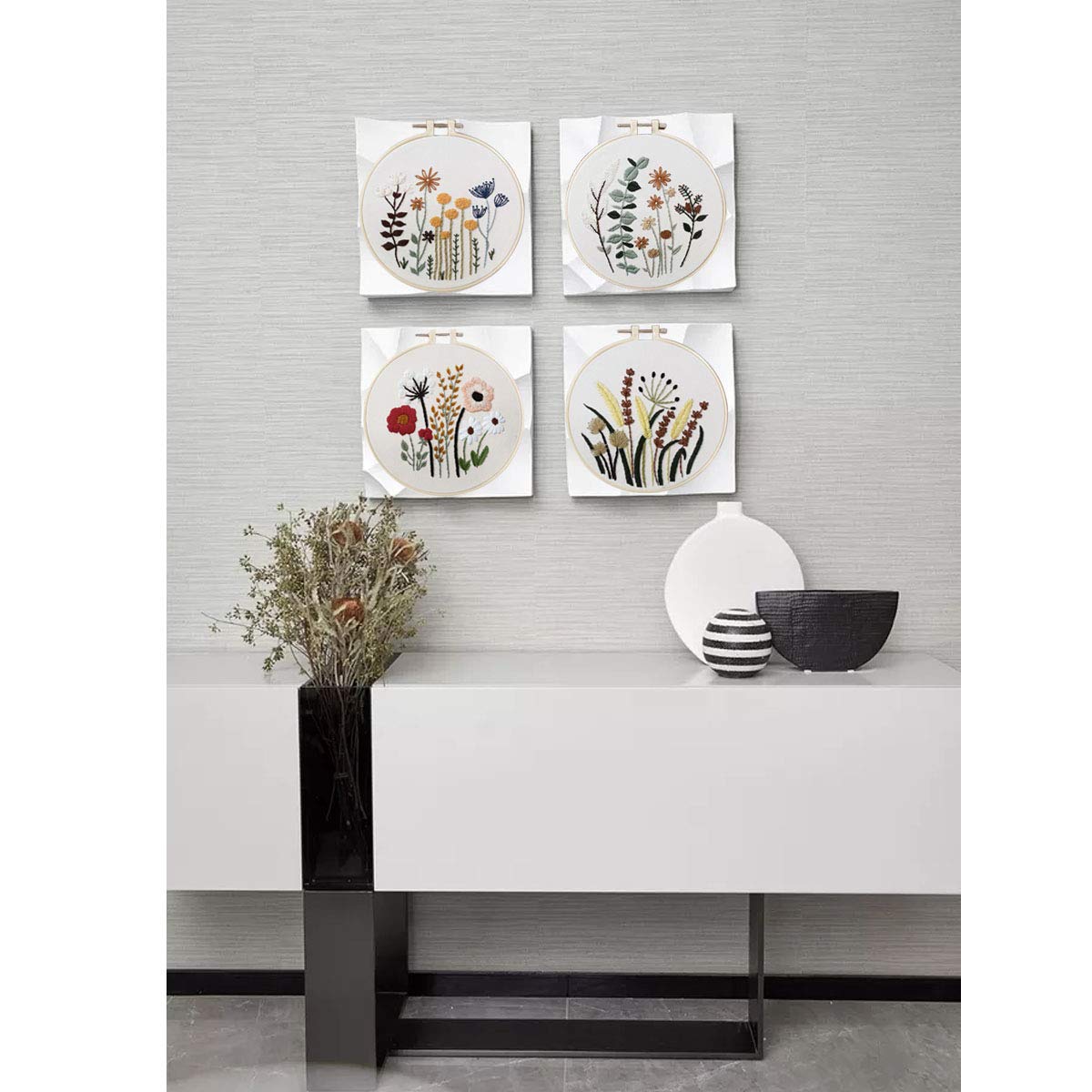 3 Sets of Beginner Embroidery Kits with 3 Patterns and 6 Needles, Needlepoint Kits for Adults,Including Embroidery Floss,3 Plastic Hoops and 3 Cotton Fabric keke