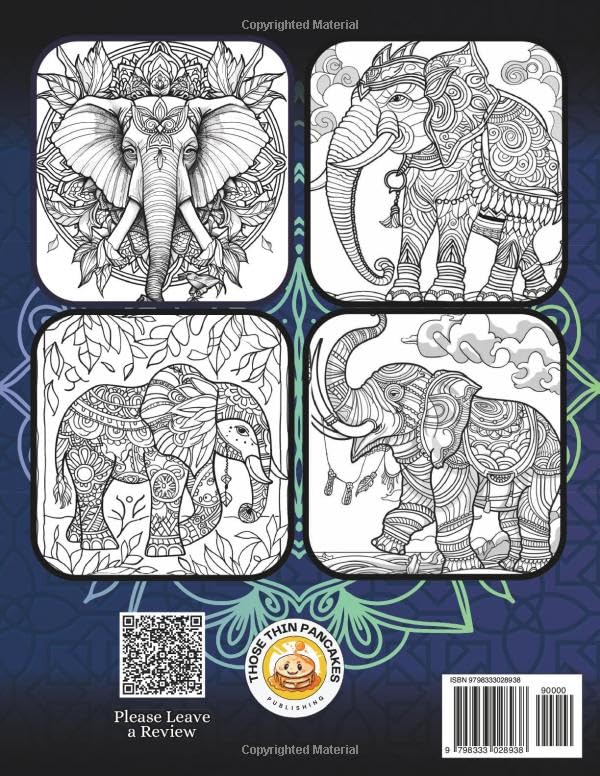 Mandala Elephants Coloring Book for Adults Relaxation: Stress Relieving Mandala Animal Designs (Wildlife) Majosta