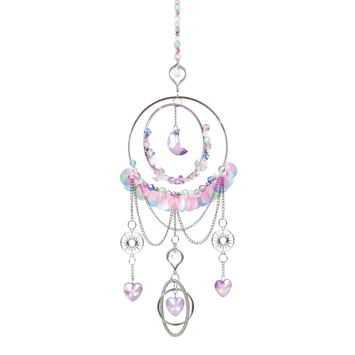 Make It Real: DIY Crystal Suncatcher - Silver, Purple & Soft Hues, Craft Your Own Beautiful Suncatcher, 139 Pieces Included, All-in-1 DIY Kit, Bedroom Décor, Tweens & Girls, Arts & Crafts, Ages 8+ Make It Real