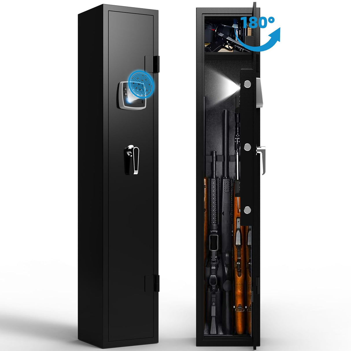 Emasme Gun Safe,Gun Safes & Cabinets Heavy-Duty Gun Safe for Home Rifle Pistols and Shotguns, Gun Cabinet Lock with Adjustable Rack, Pockets and Removable Shelf and Gun Rack Emasme