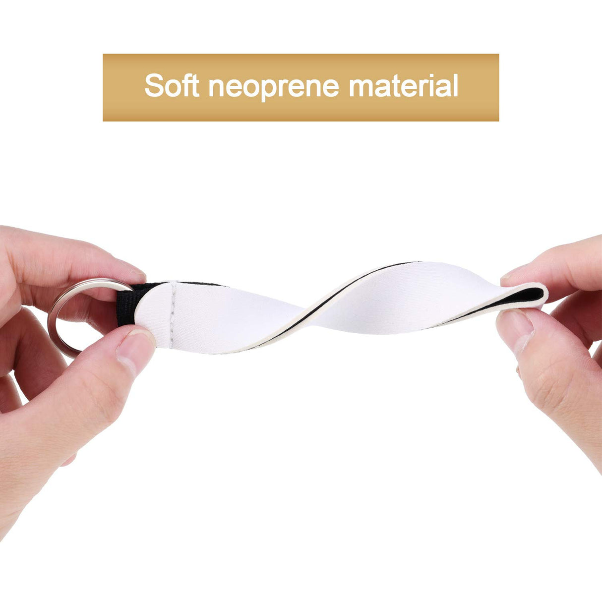 WILLBOND 20 Pieces Sublimation Keychain Blanks Wristlet Keychain Bulk DIY White Neoprene Keychain Wrist Lanyard Keychain Holder Sublimation Blank Product for Women(White) WILLBOND