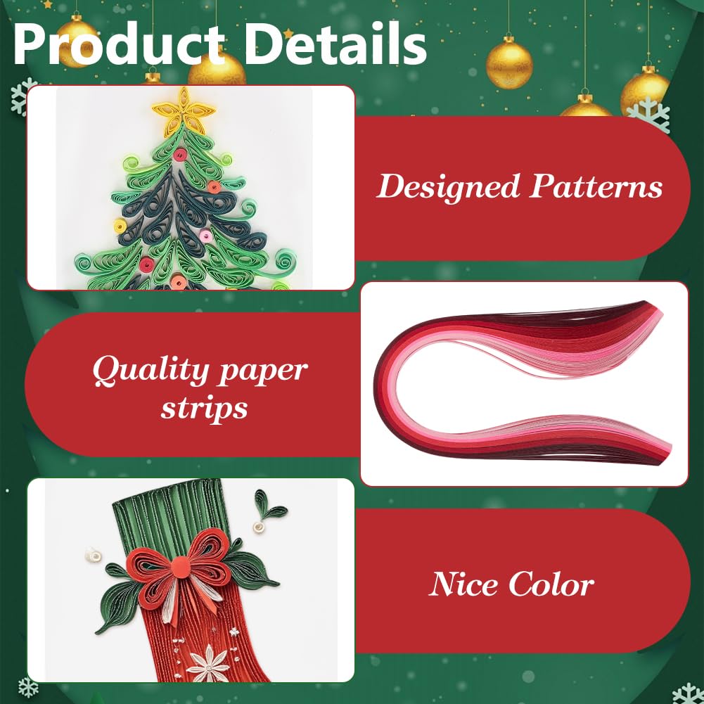 WEBEEDY 20 Sets Christmas Paper Quilling Kit for Adult Beginner Handmade Christmas Tree Snowman Ball Socks Patterns Greeting Card with Instuction DIY Holiday Congratulation Cards for Party Decor WEBEEDY