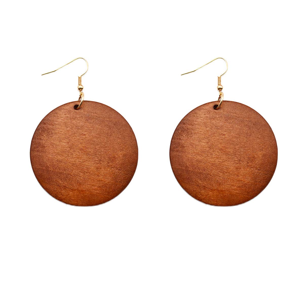 4 Pairs Ethnic Big Geometric Round Circle Teardrop Wood Dangle Earrings Wooden Drop Sets for Women COLORFUL BLING