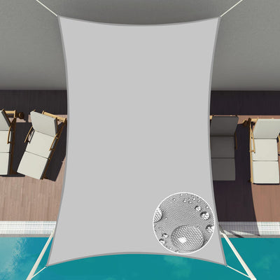 Patio Paradise 10' x 15' Sun Shade Sail Waterproof Gray Rectangle Shade Canopy UV Block Tarp Cloth Outdoor Patio Cover for Garden Backyard Deck Awning