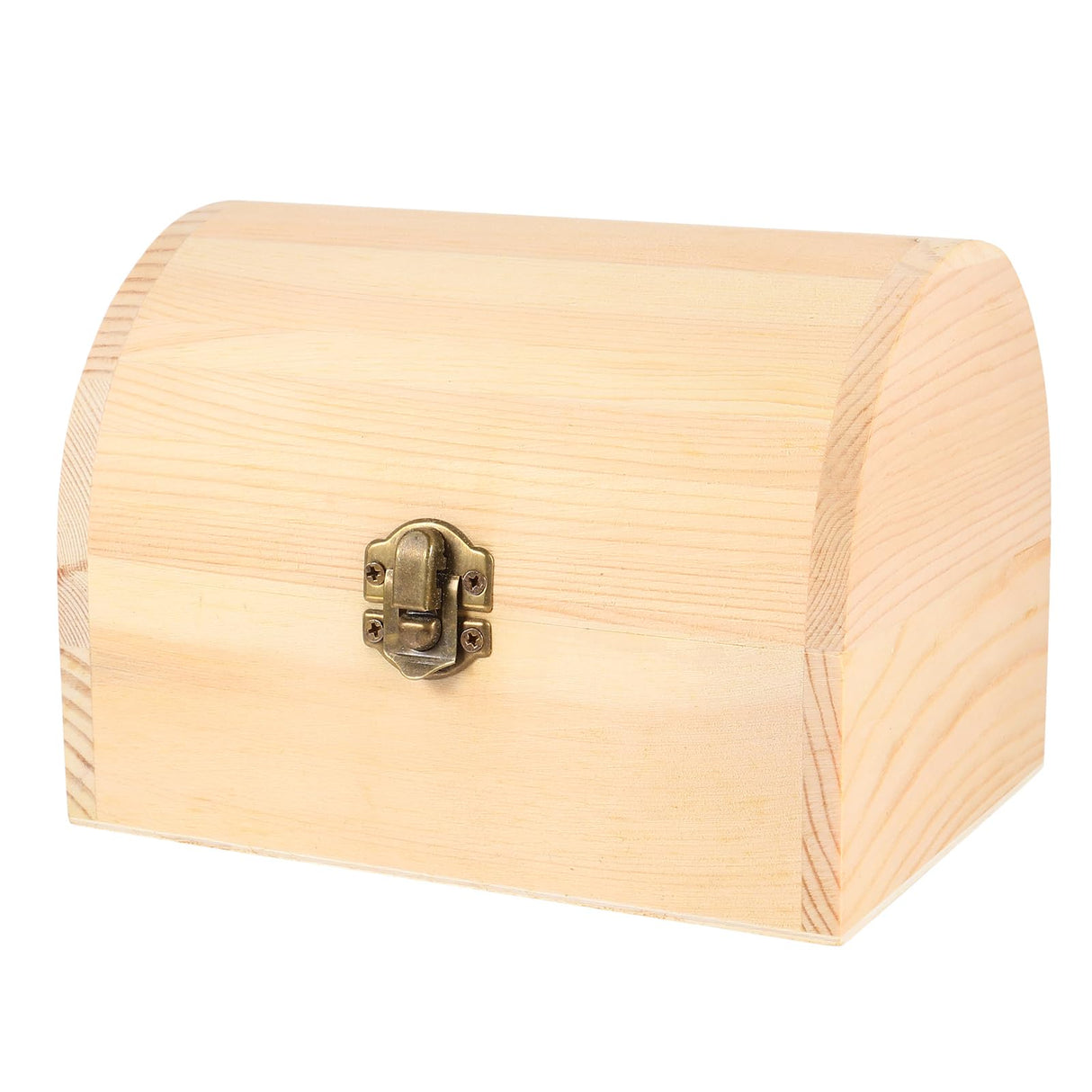 DOITOOL Unfinished Wooden Box with Hinged Lid - Unpainted Jewelry Box & Treasure Chest for Art & Jewelry Storage, 6.3 x 4.5 x 4.7 Inches DOITOOL