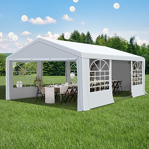 Raysfung 20 x 20Ft Party Tent Heavy Duty, Outdoor Wedding Tent with Removable Sidewalls, Event Gazebo Shelters Canopy for Party Raysfung