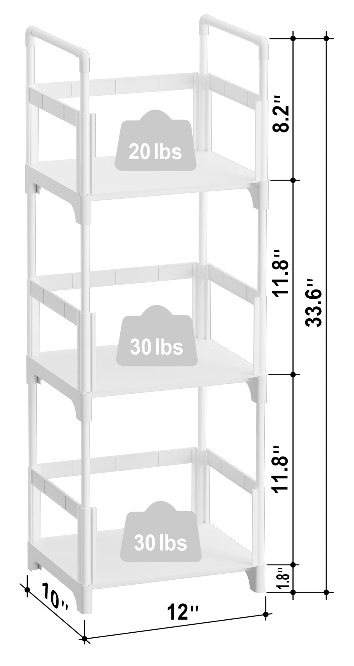 FIDUCIAL HOME 3 Tiers Small Bookshelf Book Shelf White Kids Bookcase Mini Short Book Rack Storage Organizer Easy Assemble, Sturdy FIDUCIAL HOME