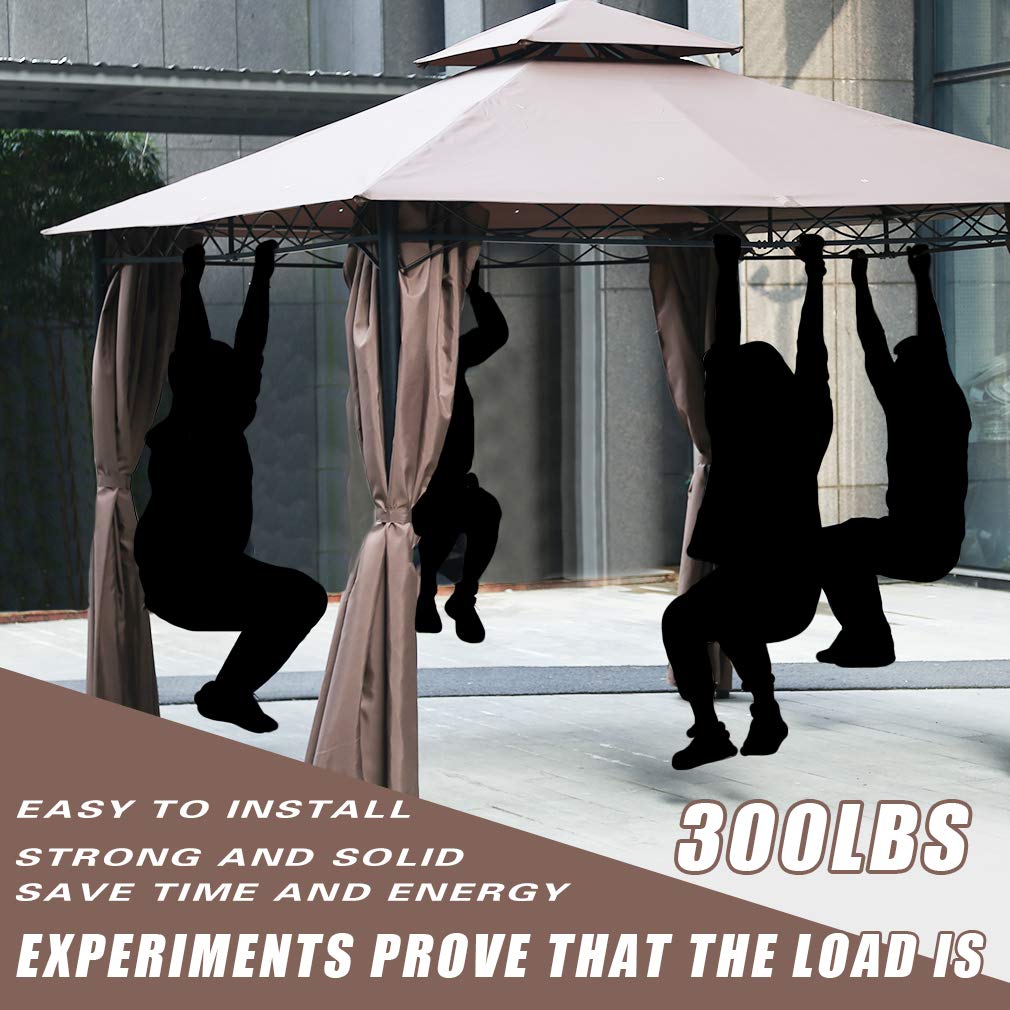 Gazebo Canopy Tent 10' X 10' BBQ Outdoor Patio Grill Gazebo for Patios Large Garden Top Gazebo with Sidewall Party Tent FDW