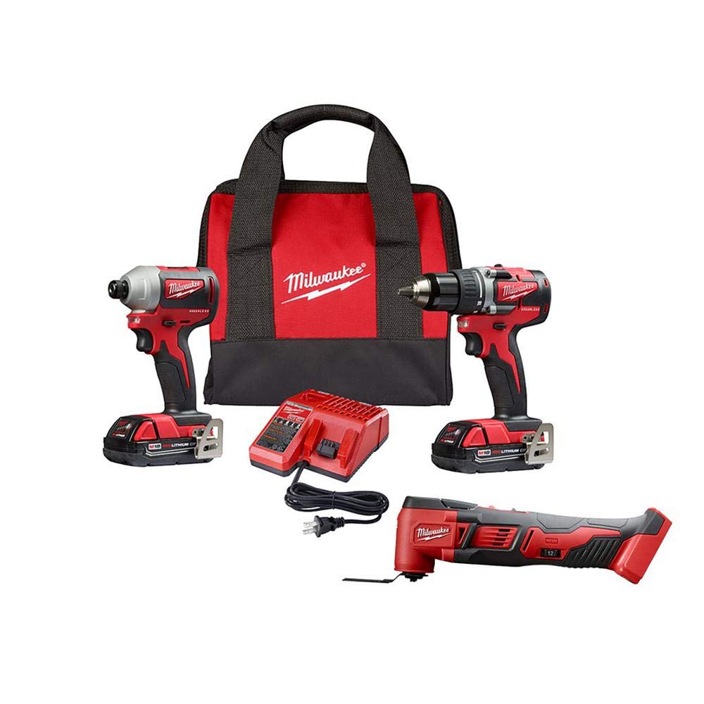 MILWAUKEE'S MILWAUKEE M18 18-Volt 3 Piece Cordless Combo Tool Set,1/2in.Drill/Drive,1/4in.Hex Impact Driver,Multi-Tool Milwaukee
