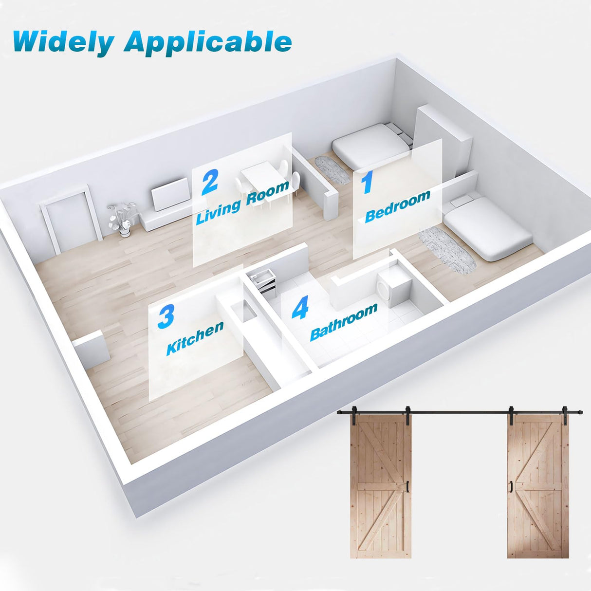 Fredbeck 36 double Barn Door with Hardware included (72 barn door) FREDBECK