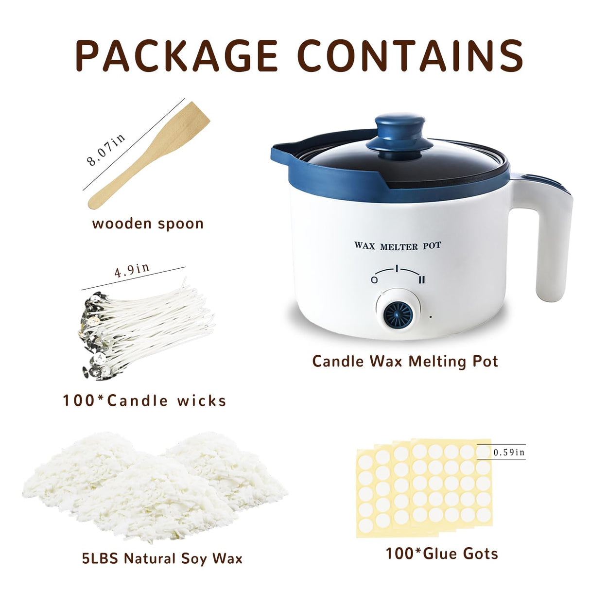 Soy Candle Making Kit with Wax Melter,Bulk Soy Wax for Candle Making, DIY Candle Maker Set Supplies for Adults with 5lbs Soy Wax, Wax Melter, 100 Candle Wicks, 100 Wick Stickers KQU