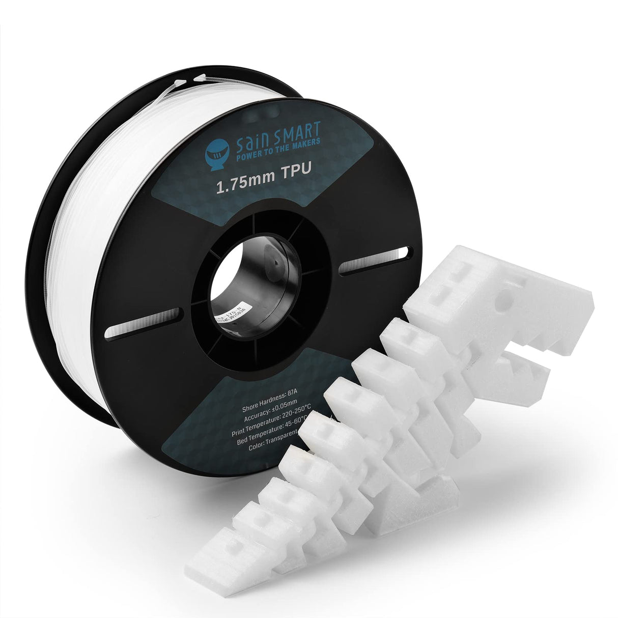 SainSmart 87A TPU Filament 1.75mm Flexible TPU 3D Printer Filament 1kg Spool, Natural SainSmart