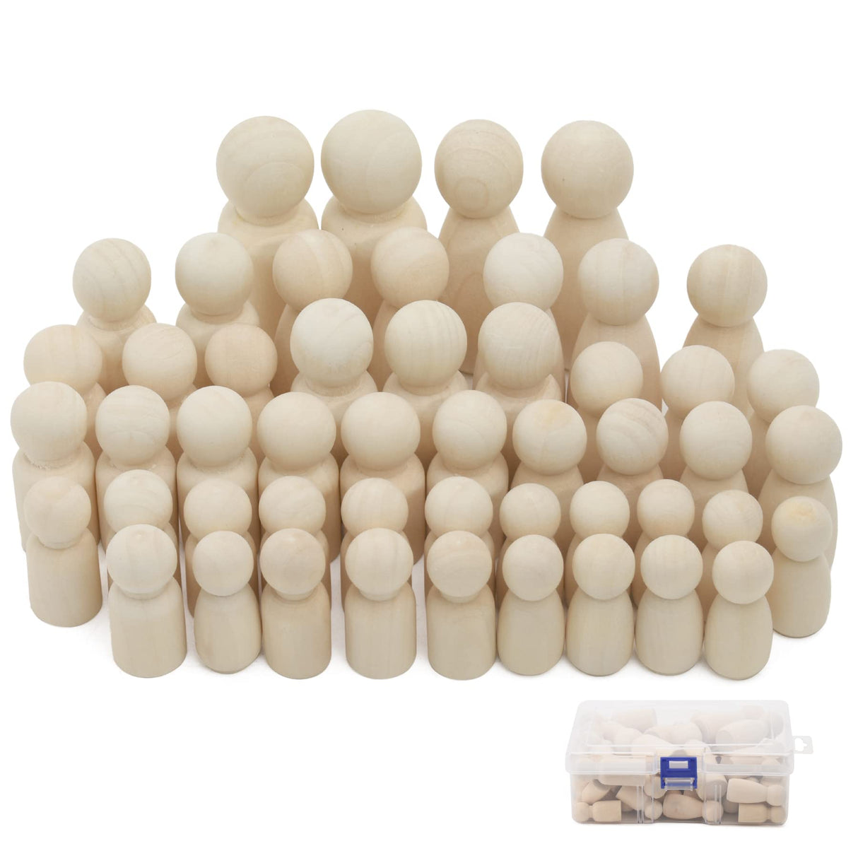 Hagao Unfinished Wooden Peg Dolls, Wood Doll Bodies Male Female Peg Doll People for DIY Art Craft, Painting, Peg Game, Home Party Decoration 50PCS Hagao